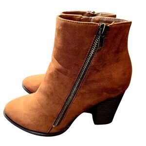 Justfabulous 7 Women's Brown Ankle Boots Block Heel Shoes